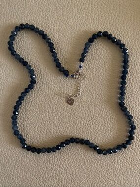 Natural 7A Faceted Blue Sapphire 4mm Bead Necklace 925 Sterling Silver